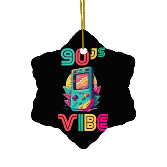 90s Vibe - I Love The 90s - Retro 90s Neon Ceramic Ornaments