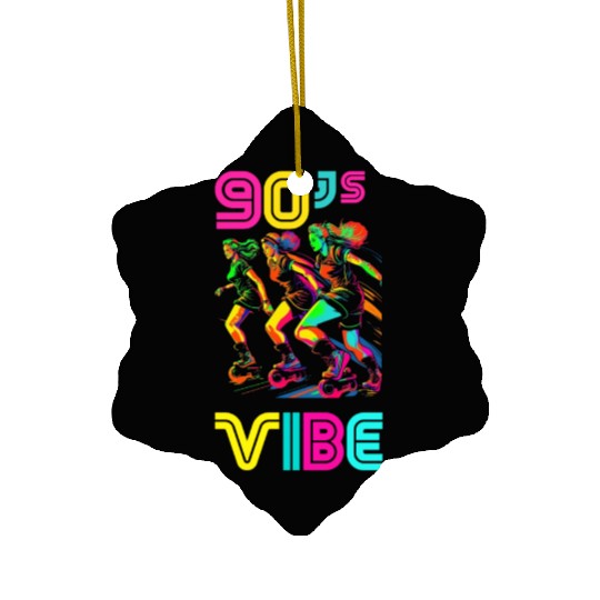 90s Vibe - I Love The 90s - Retro 90s Neon Ceramic Ornaments