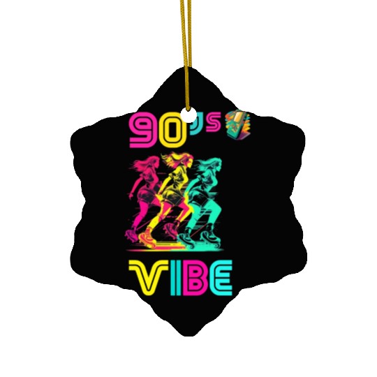 90s Vibe - I Love The 90s - Retro 90s Neon Ceramic Ornaments