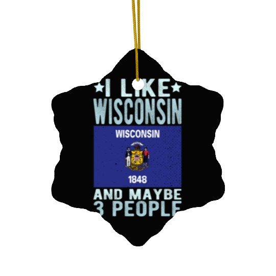 Wisconsin Flag US State Ceramic Ornaments