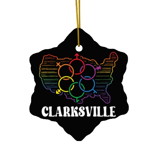 Clarksville Pride Month Pride Flag LGBT Community Ceramic Ornaments