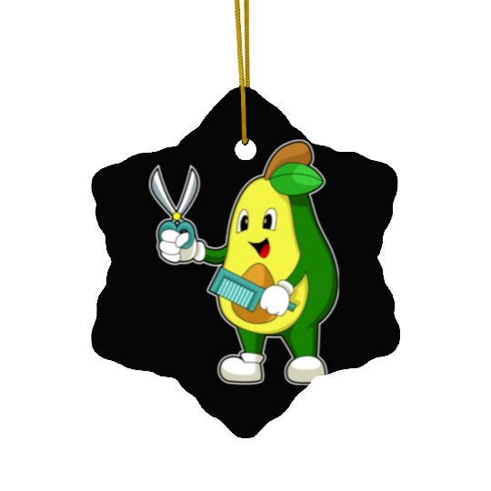 Avocado Hairdresser Scissors Comb Ceramic Ornaments
