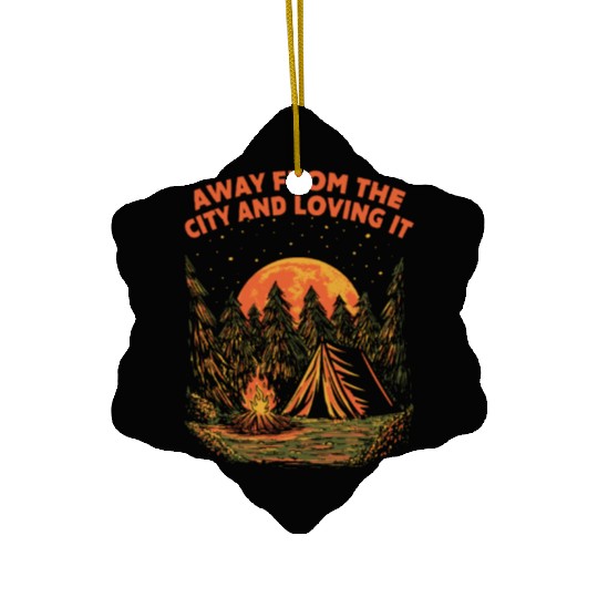 Away From the City Camping Wildlife Camper Outdoor Ceramic Ornaments