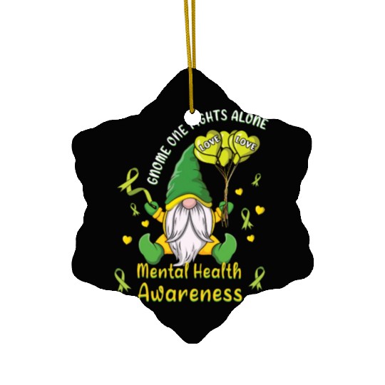 Gnomes May Green Mental Health Awareness Month Ceramic Ornaments