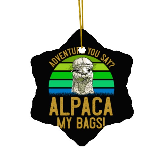 Alpaca my Bags Mountaineer funny Hiking Ceramic Ornaments