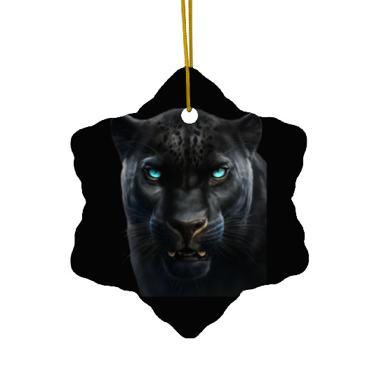 Black panther with blue eyes design wild animal Ceramic Ornaments