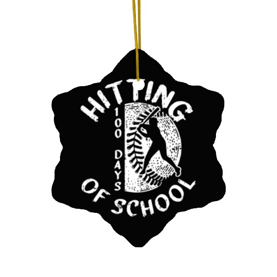 100 Days Of School Baseball Player Teacher Student Ceramic Ornaments