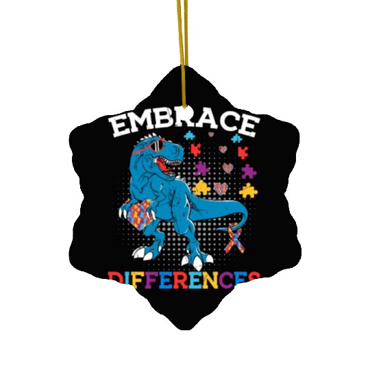 Embrace Differences Funny Dinosaur Autism Ceramic Ornaments