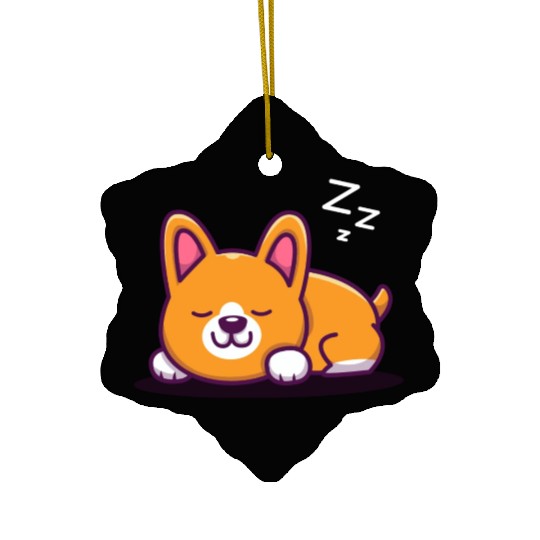 Cute Corgi Sleeping Ceramic Ornaments