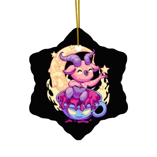 Pastel Goth Kawaii Baphomet Tea Ceramic Ornaments