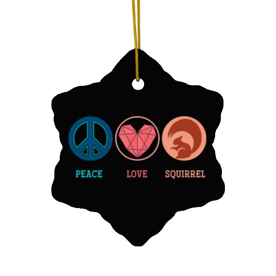 Hippie Animal Lover Gift Peace Sign Squirrel Ceramic Ornaments