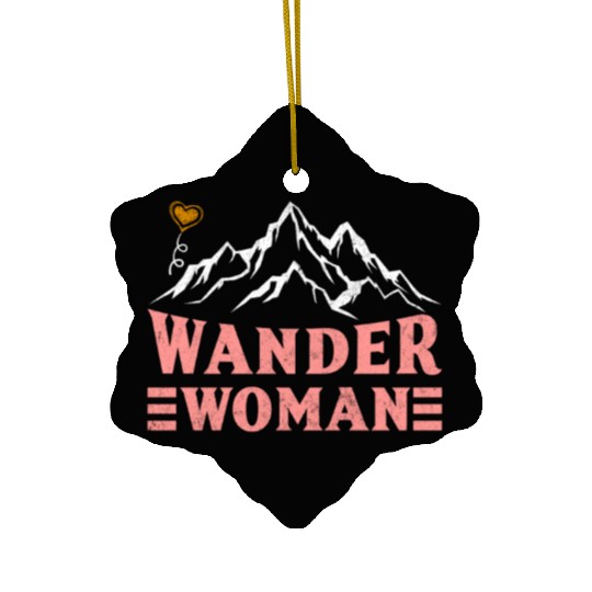 Wanderwoman Mountaineering Hiking Women Ceramic Ornaments