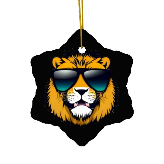 Lion With Black Sunglasses Ceramic Ornaments