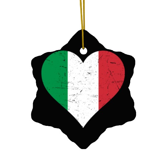Italy Heart Vintage Flag Italy Love Ceramic Ornaments
