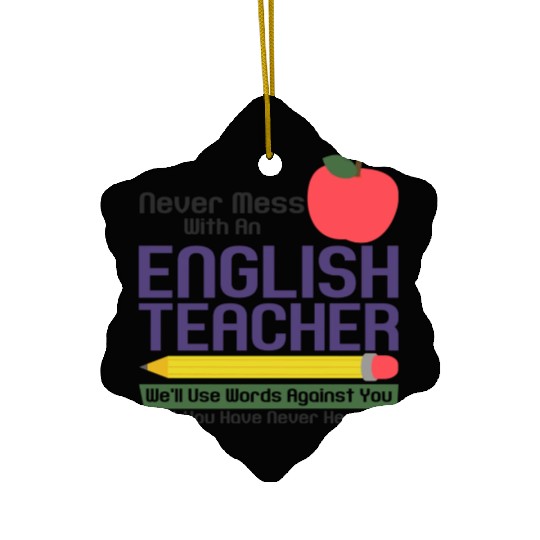 English Teacher Reading Books Vocabulary Grammar Ceramic Ornaments