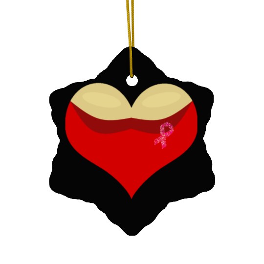 Cancer awareness Boobies love heart Ceramic Ornaments