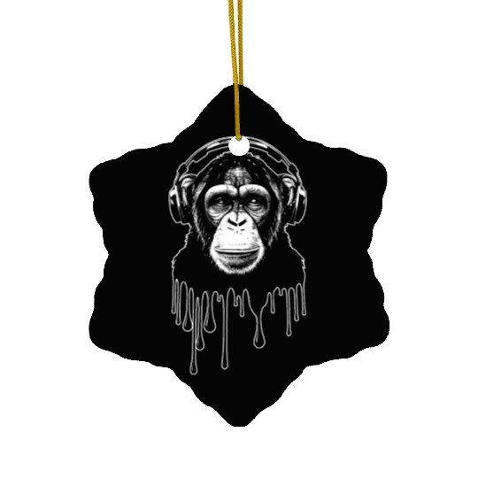 Chimpanzee with Headphones Monkey Music DJ Ceramic Ornaments