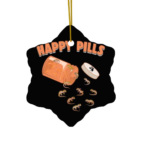 Happy Pills Leopard Gecko Funny Lizard Lovers Ceramic Ornaments