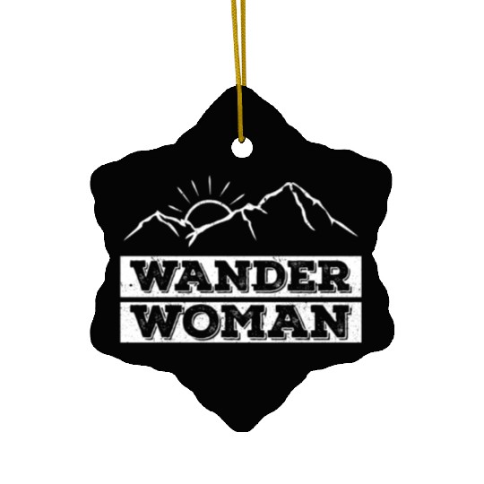 Wanderwoman Mountaineering Hiking Women Ceramic Ornaments