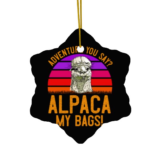 Alpaca my Bags Mountaineer funny Hiking Ceramic Ornaments