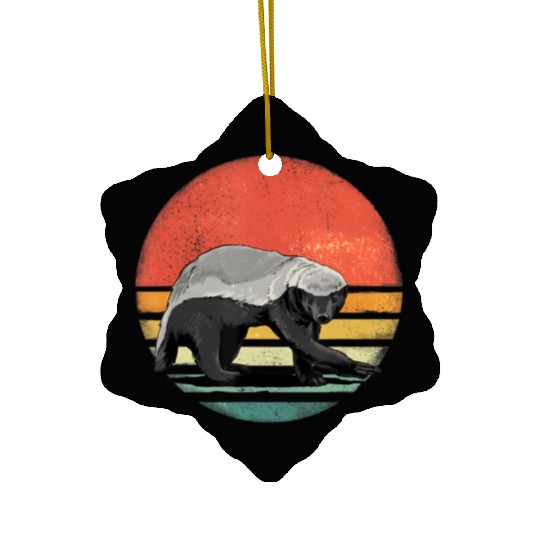 80S Retro Vintage Honey Badge Animal Lover Ceramic Ornaments