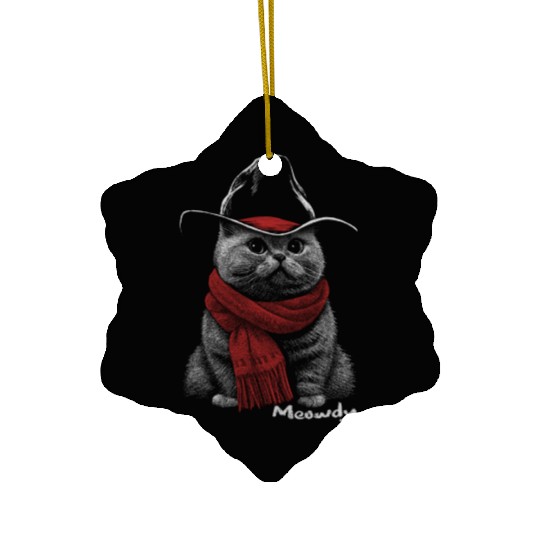 Cute Chonk Cat Meowdy Cat w/ Cowboy Hat from Texas Ceramic Ornaments