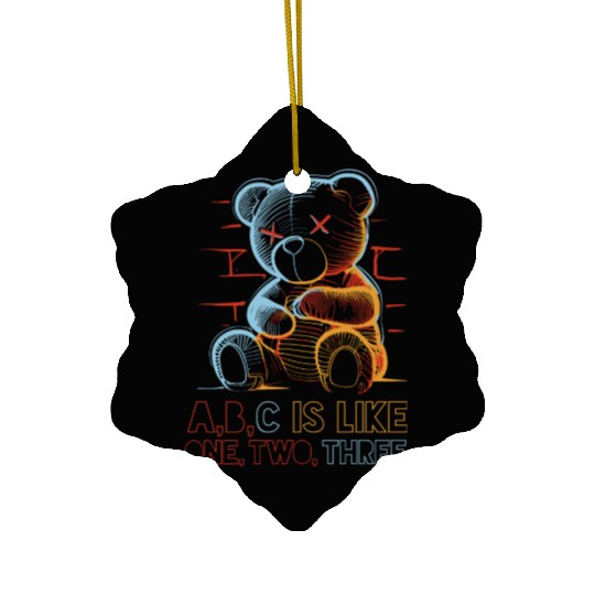 neon teddy bear Ceramic Ornaments