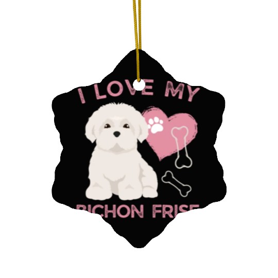 Cute puppy Bichon Frise Valentines Dog lover dogs Ceramic Ornaments