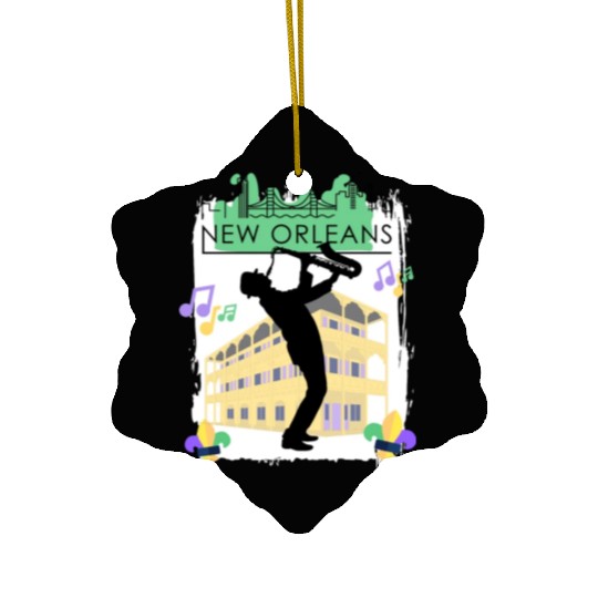 Mardi Gras New Orleans Louisiana City Jazz Music Ceramic Ornaments