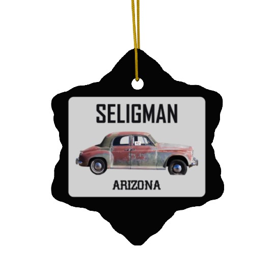 Old car city of Seligman in Arizonna, US Route 66 Ceramic Ornaments