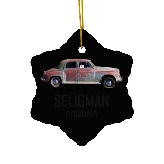 Old car city of Seligman in Arizonna, US Route 66 Ceramic Ornaments