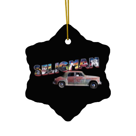 Old car city of Seligman in Arizonna, US Route 66 Ceramic Ornaments