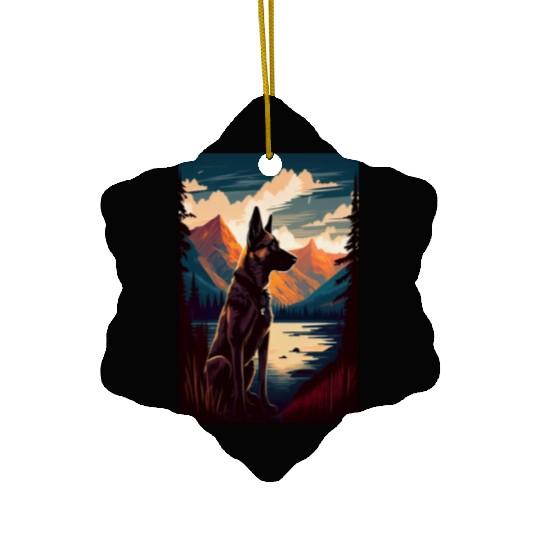 Belgian Malinois Nature Ceramic Ornaments