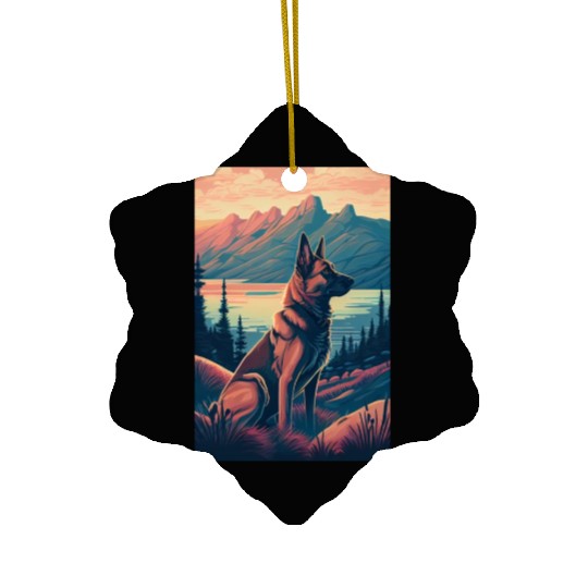 Belgian Malinois Nature Ceramic Ornaments