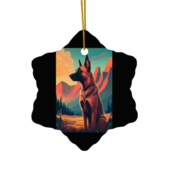 Belgian Malinois Nature Ceramic Ornaments
