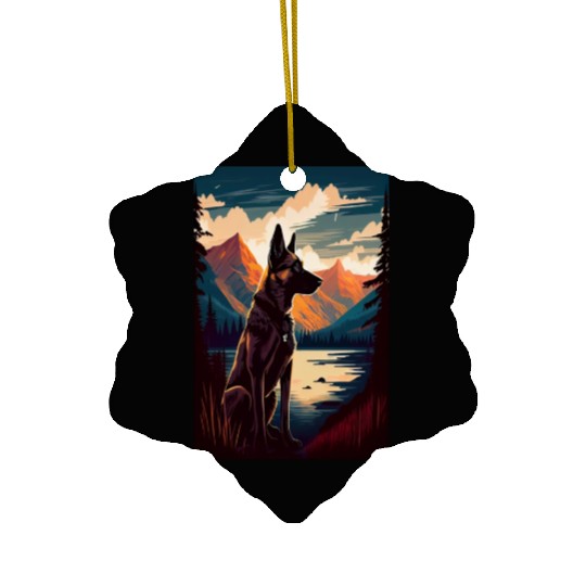 Belgian Malinois Nature Ceramic Ornaments