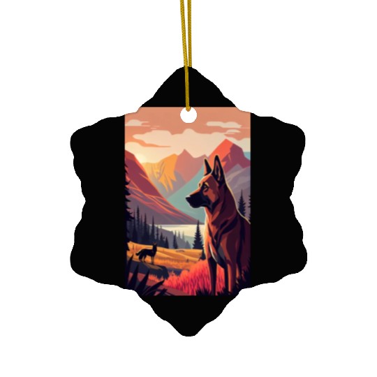 Belgian Malinois Nature Ceramic Ornaments