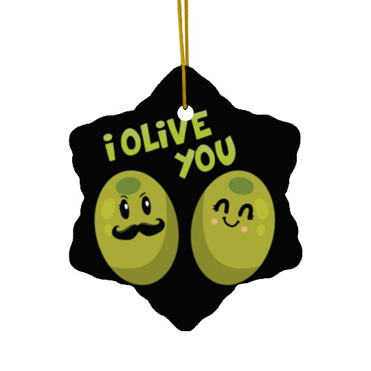 Green olives valentine olive you Ceramic Ornaments