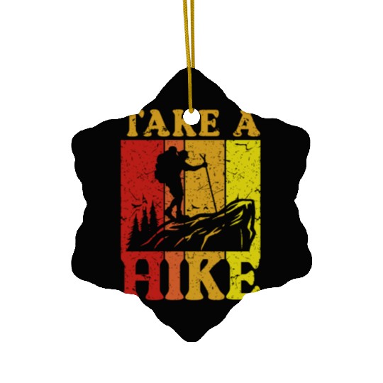 Take a Hike Wanderlust Hiker Hiking Mountains Ceramic Ornaments