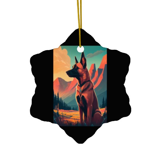 Belgian Malinois Nature Ceramic Ornaments