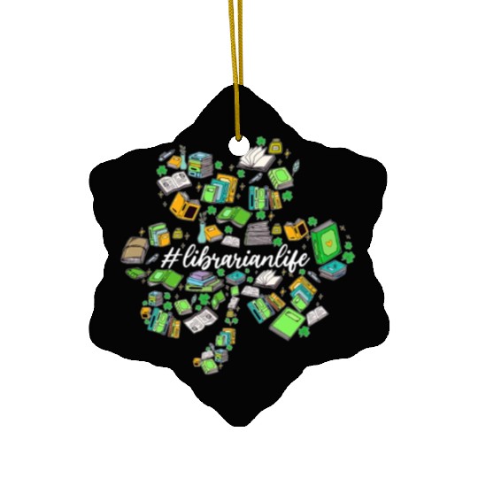 Cute Shamrock Librarian Reading Books Lover St Ceramic Ornaments