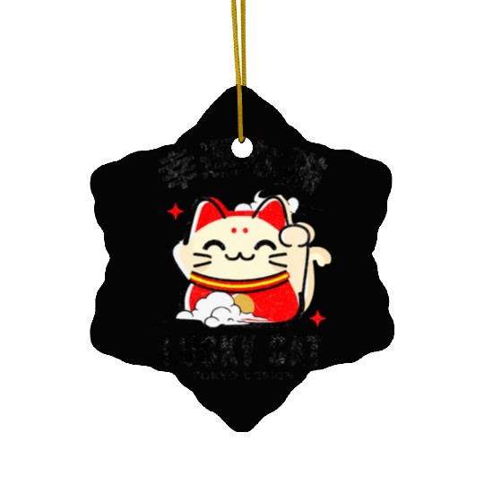 Lucky Cat Tokyo Desing Japanese Writing Ceramic Ornaments
