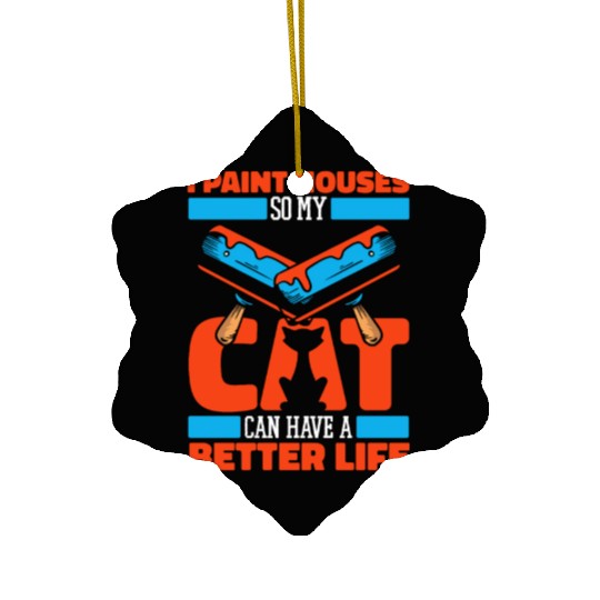 Painter Painting Cat Ceramic Ornaments