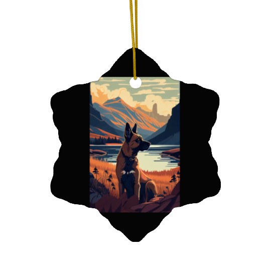 Belgian Malinois Nature Ceramic Ornaments