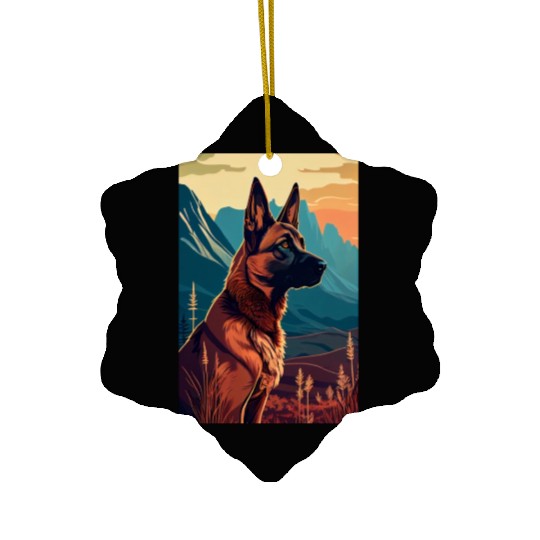 Belgian Malinois Nature Ceramic Ornaments