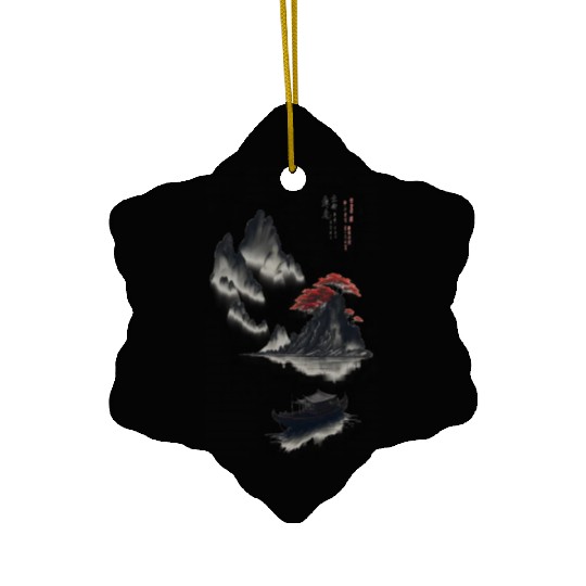 Japanese picture traditional art Sumi e painting Ceramic Ornaments