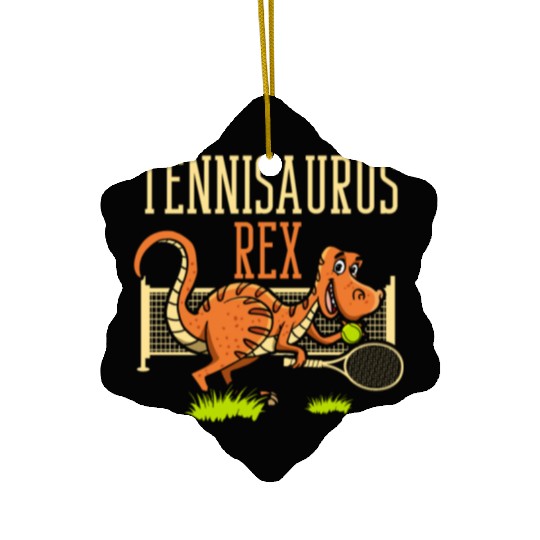 Tennisaurus Rex Dinosaur Player Racket Sports Ceramic Ornaments