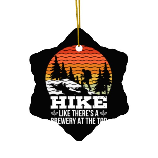 Hiker funny Beer lover Hiking Mountaineering Ceramic Ornaments
