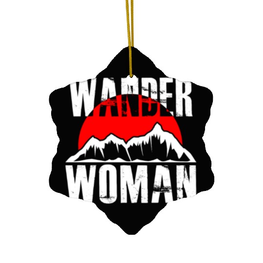 Wanderwoman Mountaineering Hiking Women Ceramic Ornaments
