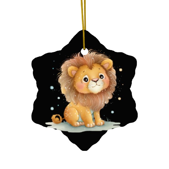Sweet Pastel Lion Drawing Ceramic Ornaments